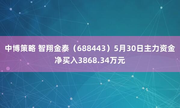 中博策略 智翔金泰（688443）5月30日主力资金净买入3868.34万元